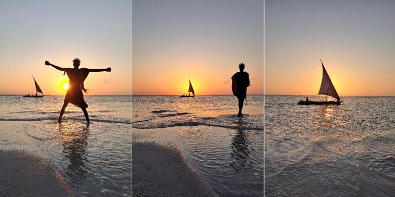 Kae plaža, zalazak sunca, Zanzibar