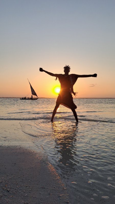 Kae plaža, zalazak sunca, Zanzibar