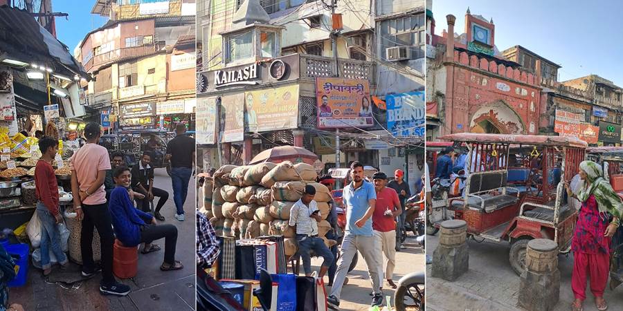 Chandi Chowk, Grupa ljudi hoda ulicom