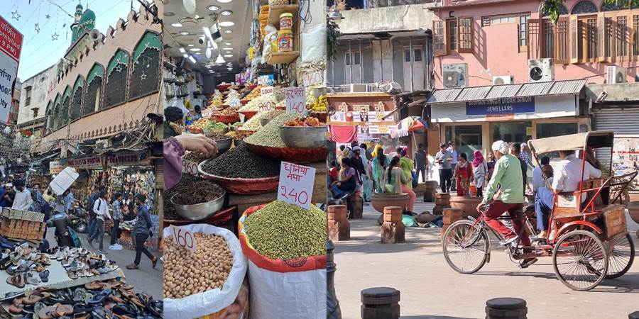 Chandi Chowk, Grupa ljudi hoda ulicom