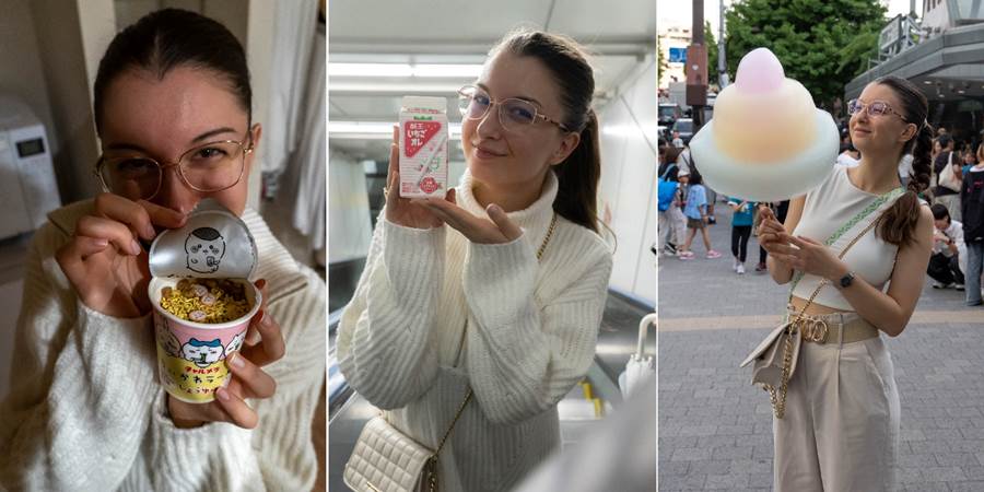 A collage of a person holding a cup of coffee