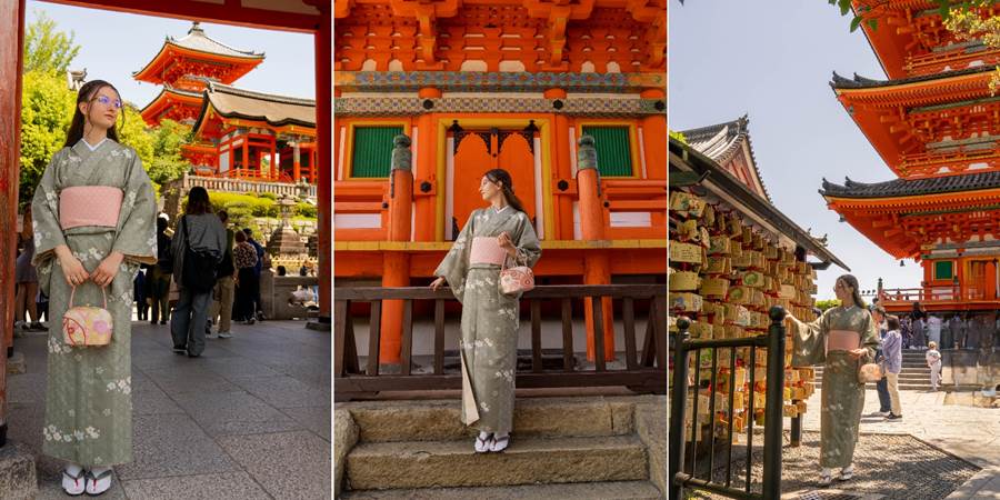 Kimona, Kjoto, Kiomizudera, Japan