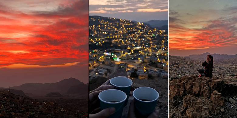 Wadi Musa, zalazak sunca, čaj, Jordan